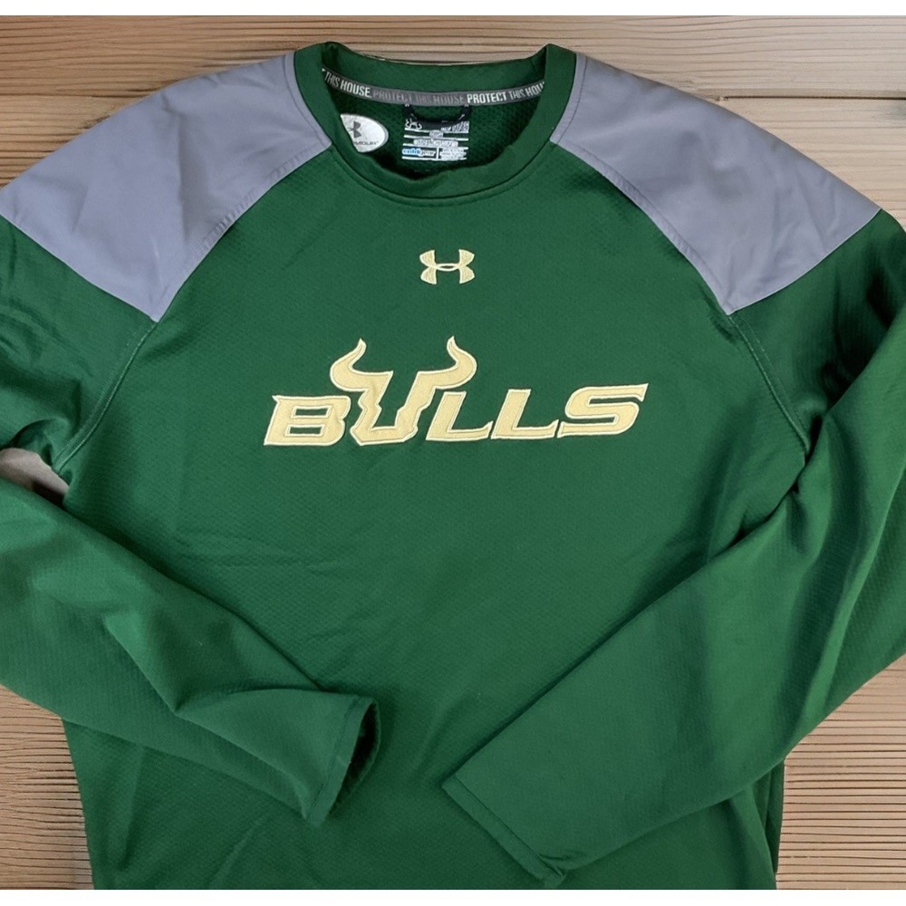 Under Armour USF Bulls Fleece Sweatshirt Mens XL Green ColdGear NCAA Pullover